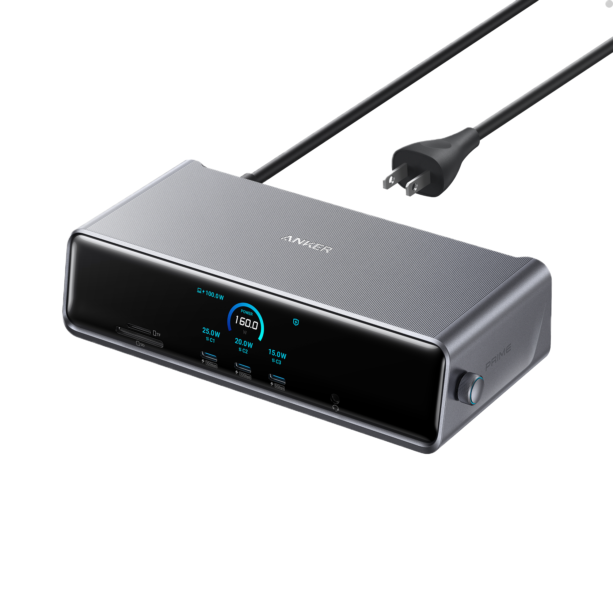 Anker Prime charging hub with digital display for efficient power control